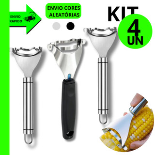 Kit 4/3/2/1 Unidades Cortador Descascador Debulhador P/ Milho verde Aço Inox Profissional Casa Cozinha
