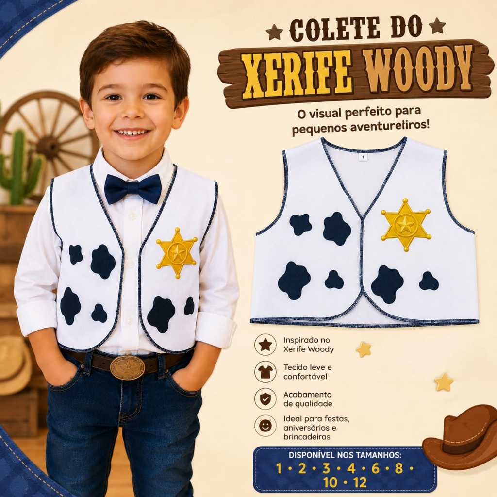 COLETE XERIFE WOODY FESTA JUNINA TOY STORE INFANTIL FILME