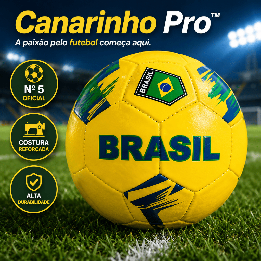 Bola de Futebol Brasil Nº 5 Costurada Vinil Resistente Para Campo Quadra Treino Canarinho Pro™