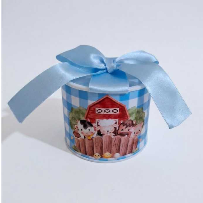 KIT MINI TUBOLATAS PERSONALIZADAS 5X6 - FAZENDINHA MENINO AZUL / LEMBRANCINHAS / ANIVERSÁRIO / FESTAS
