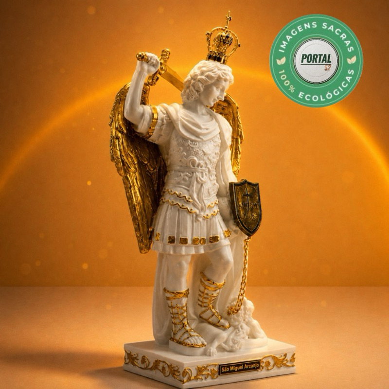 Imagem São Miguel Arcanjo do Monte Gargano – O Guardião das Famílias 41cm, 38cm, 22cm e 20cm inquebrável borracha