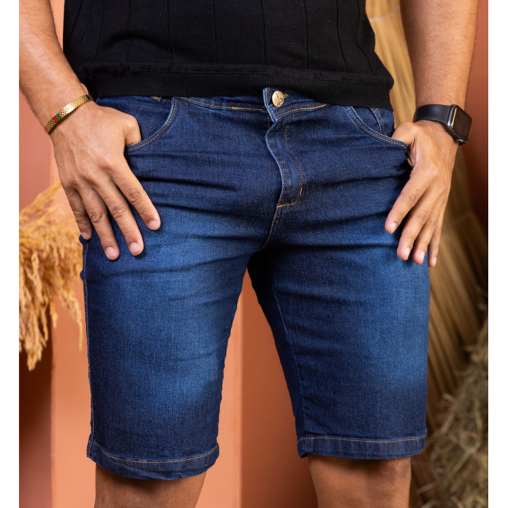 BERMUDAS JEANS MASCULINAS SLIM C/ LYCRA ELASTANO LISA DISTROI PISTOLADO PREMIUM TRADICIONAL CICLISTA