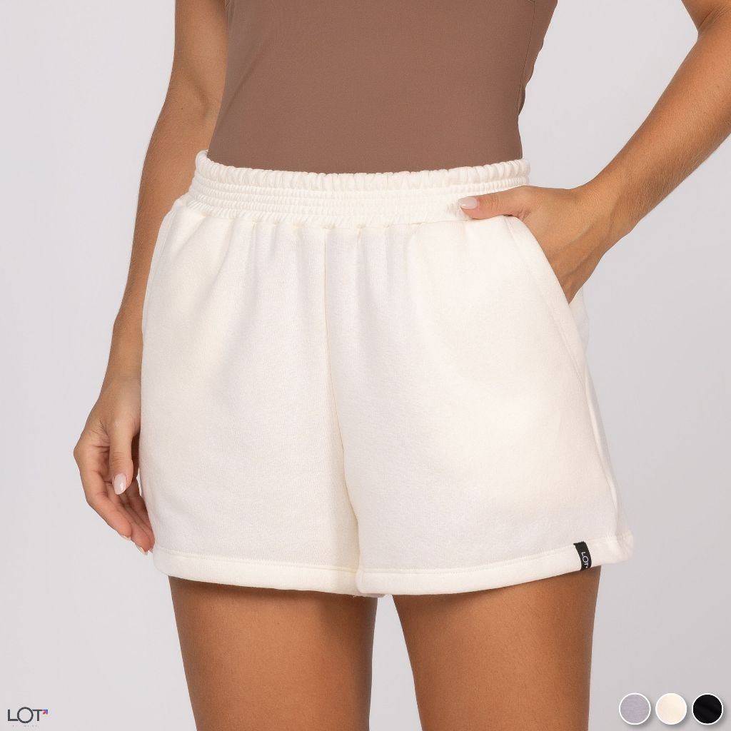 Short de Moletom Premium Feminino com Bolsos Soltinho Inverno Corrida Frio Esportivo