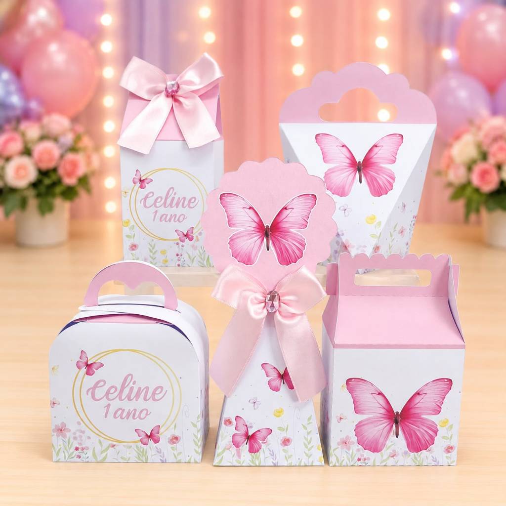 Kit Caixinhas jardim Encantado da Borboletas para festa infantis lembrancinhas de aniversario mimos