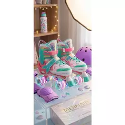 Patins Infantil Ajustável 4 Rodas com LED - E Kit SEPARADO de Segurança Completo Presente Criança