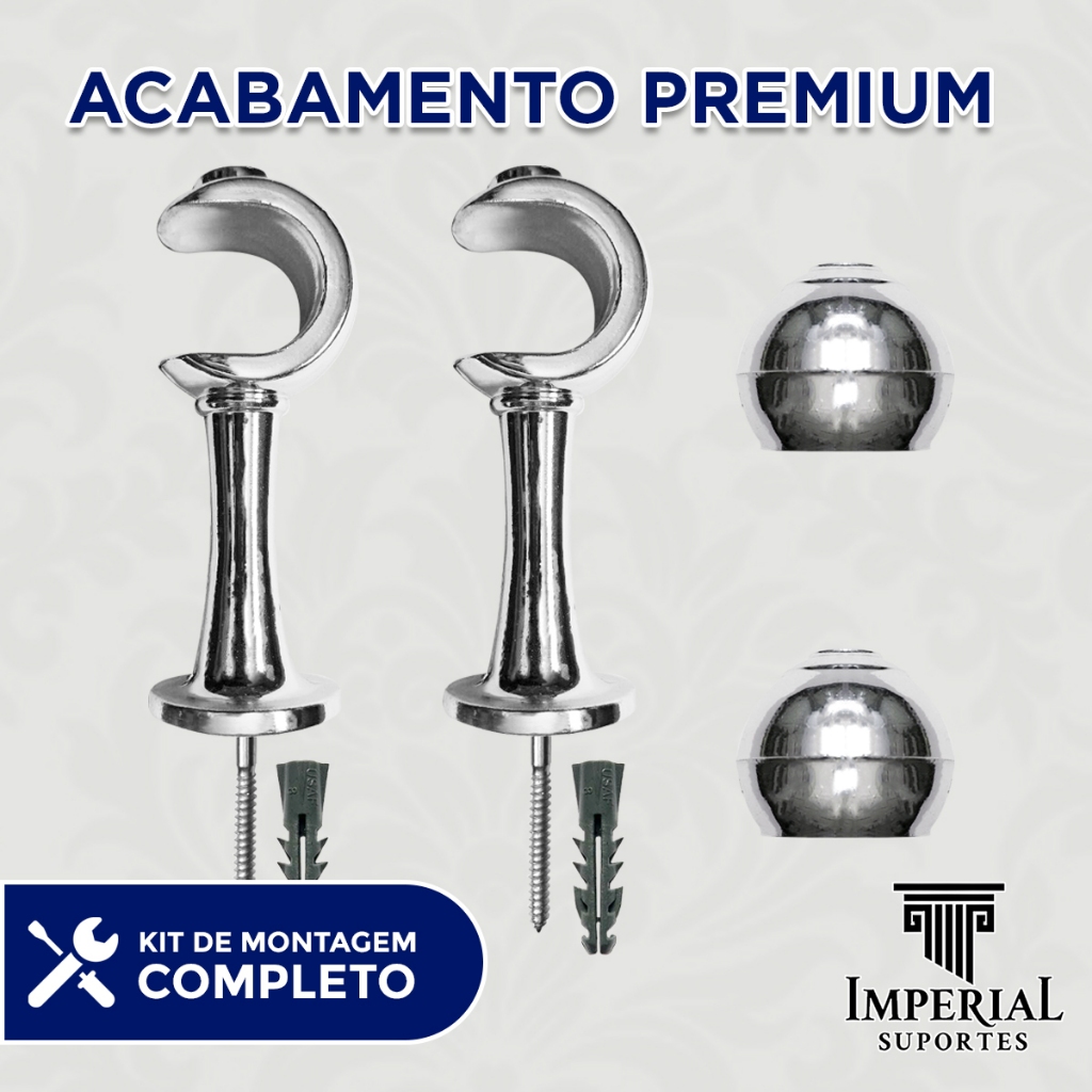 Suporte Cortina Simples 28MM com Ponteira (Par) - Várias Cores