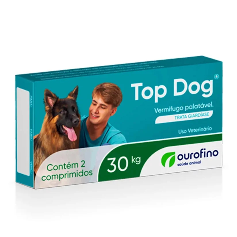 Vermífugo Top Dog 30kg c/ 2 Comprimidos Ourofino