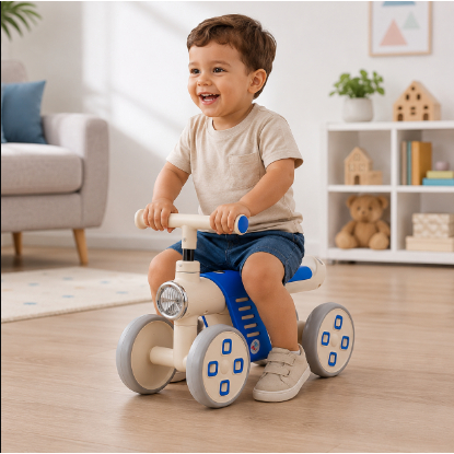 Bicicleta Equilíbrio Infantil 4 Rodas Mini Bike Sem Pedal Azul Vermelha Andador Criança Desenvolvi