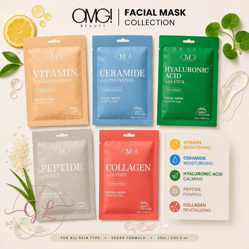 Máscara Facial Coreana OMG Seoul Glow Skincare Importada Tratamento Completo Kit ou Unidade para Pele Perfeita do Rosto