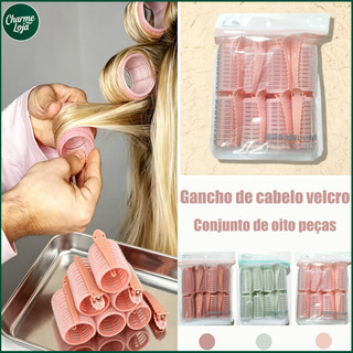 Kit 6/8/10 Bobs Cabelo Velcro Modeladores +8 Prendedores, DIY Styling Tools tamanho Medios 6.2*3.2cm
