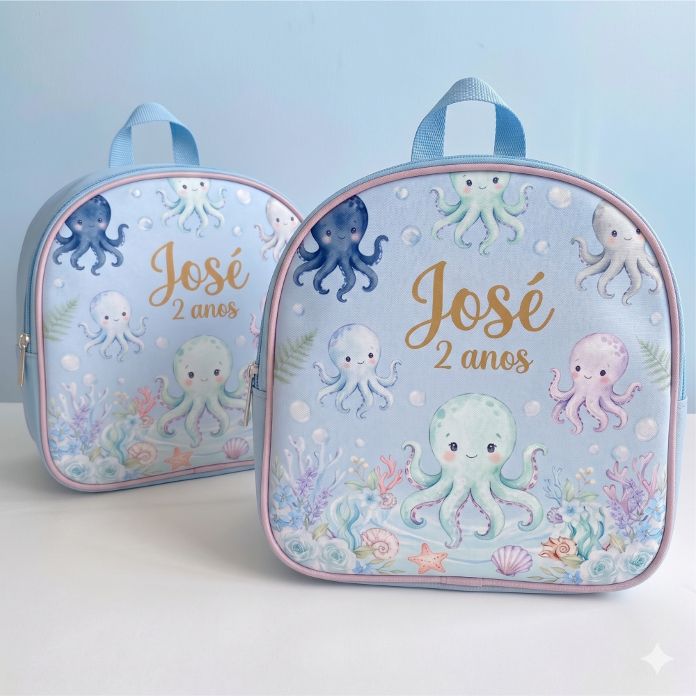 40 Mochilinhas fundo do mar lembrancinha aniversário personalizada em vários temas, bolsinha de aniversário para brindes
