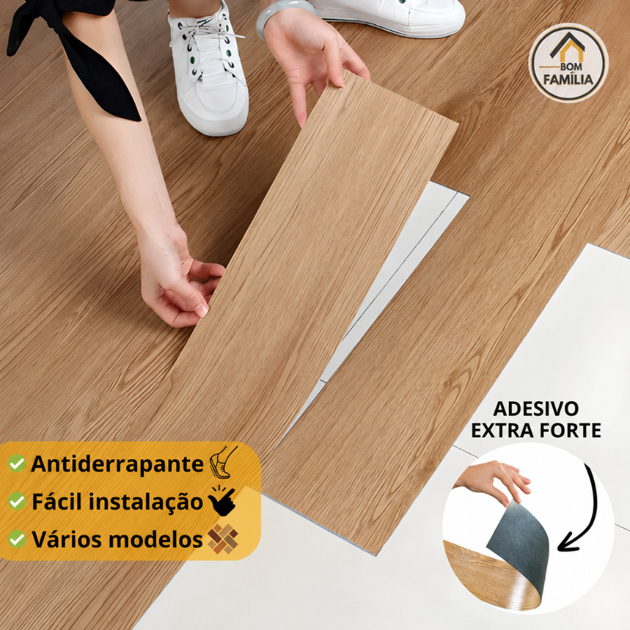 5㎡ Adesivo de Piso Madeira Moderno Antiderrapante Lavável 91,4x15,2cm vinílico