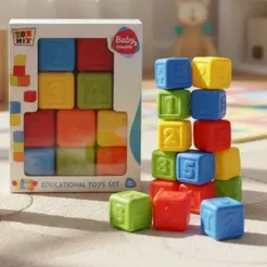 Cubos Coloridos Para Empilhar Macio 10 Peças Brinquedo Educativo De Encaixe Montagem Infantil