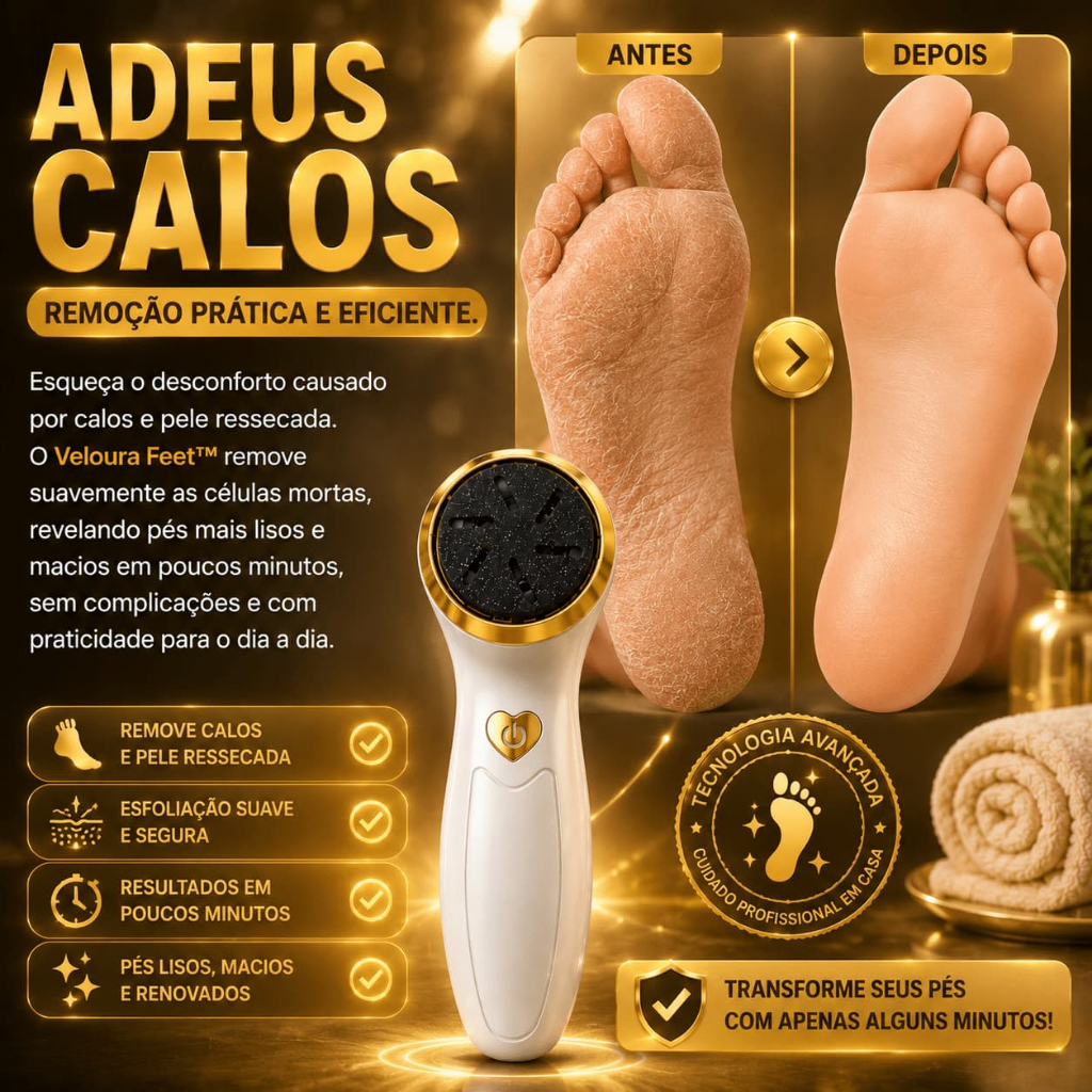 Esfoliador Elétrico para Pés Removedor de Calos Recarregável Veloura Feet™ sem Fio Portátil