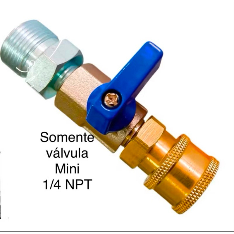 Válvula de Esfera Mini Cromado 1/4 BSP macho x femea Snow Foam Compressor