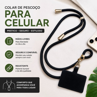 Colar para pescoço para celular mãos livres colar de celular cordão para celular