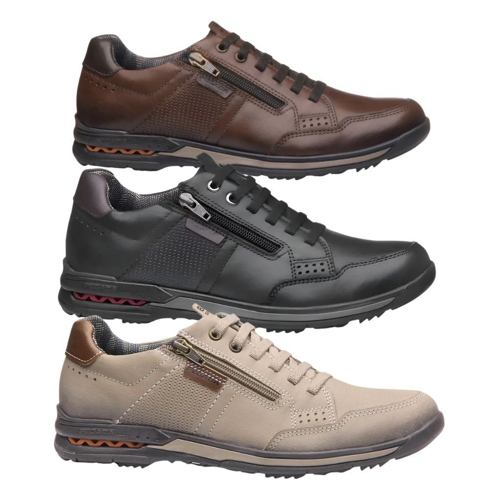 Sapatênis Pegada Washed Palmilha Amortech Masculino Couro Casual Confortável Trabalho 114861