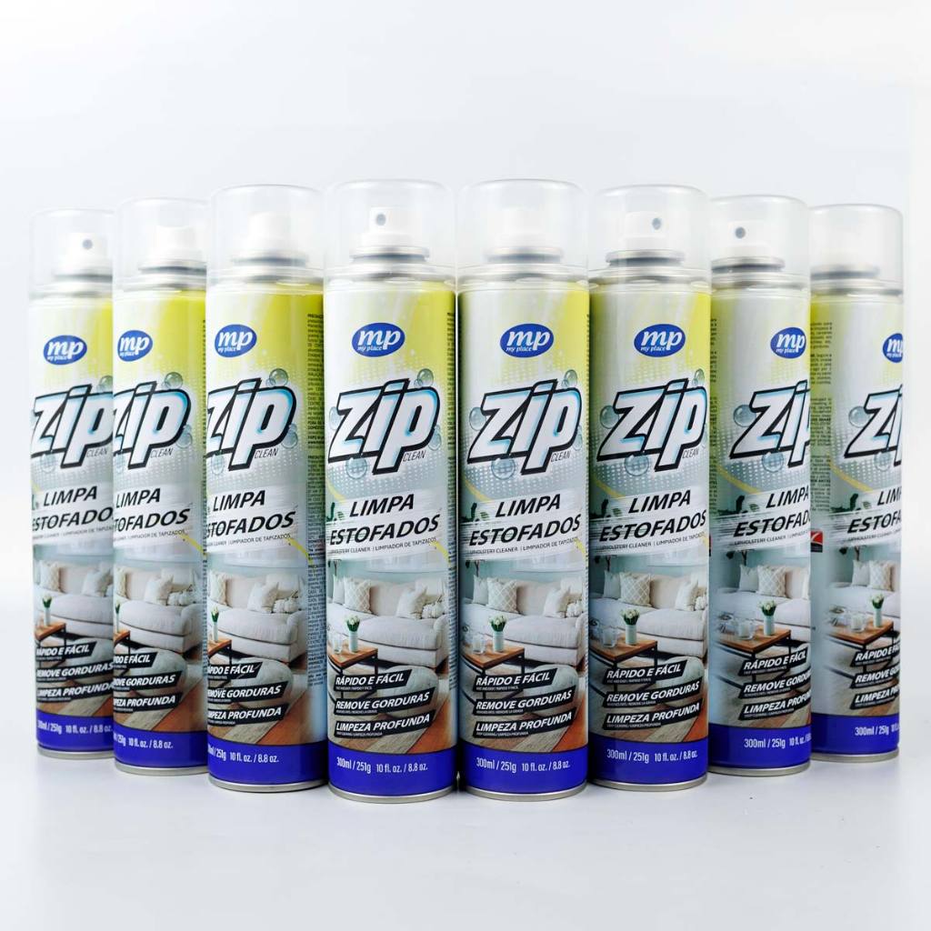 KIT 8 LIMPADORES A SECO de Estofados, Carpet e Teto de Veículos ZIP Mundial Prime 300ml SOFÁS, COLCHÕES E TAPETES