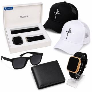 Kit Presente Masculino Boné grife + Carteira de Couro+ Óculos + Relógio Premium Prova Dag…