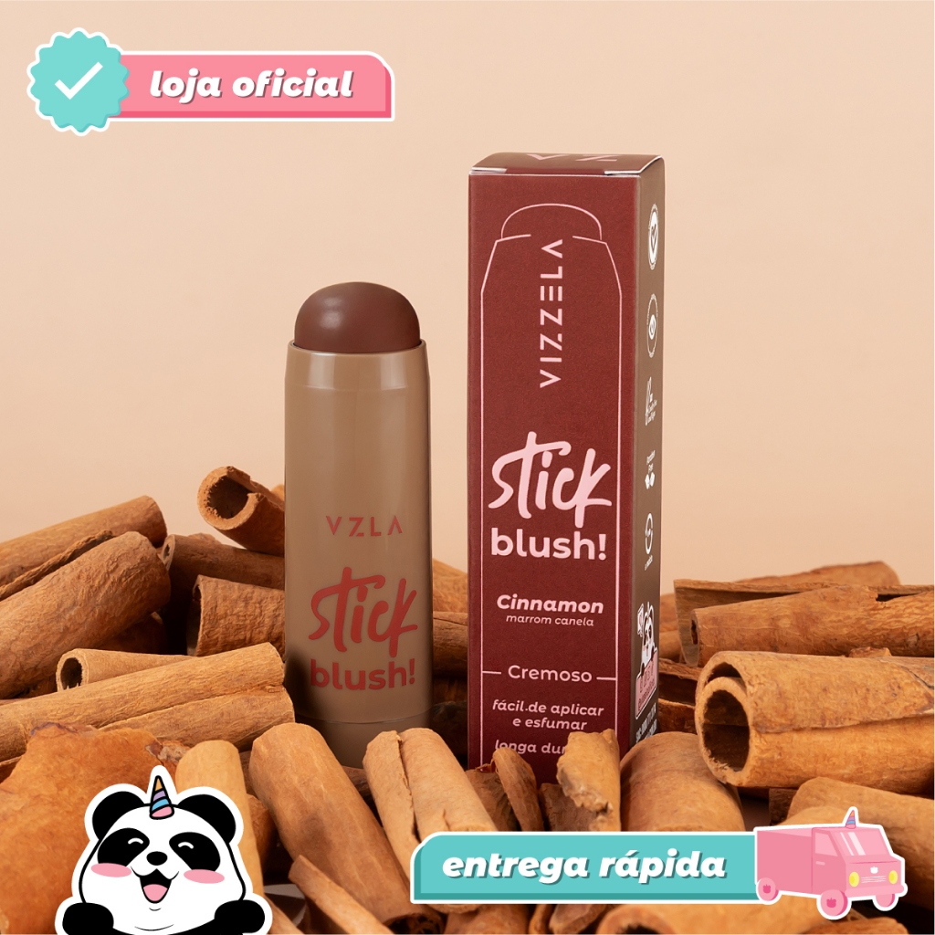 Blush Stick Cinnamon Canela Marrom em Bastão Vizzela Oficial Lançamento