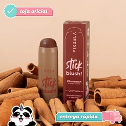 Blush Stick Cinnamon Marrom Canela em Bastão Original Vizzela Vegano