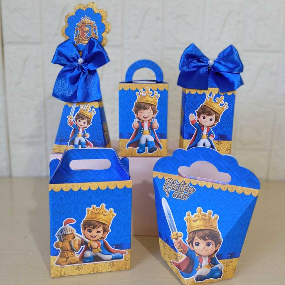 PEGUE E MONTE Kit de Caixinhas para Festas Personalizados  PRÍNCIPE Lembrancinhas Mimos Festa Infantil