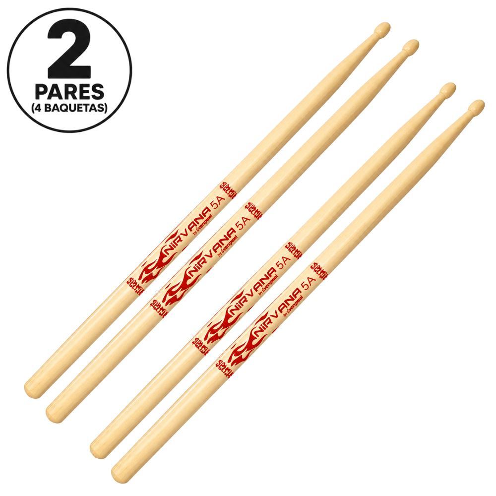 Baqueta de Bateria Nirvana Maple 5A Ponta de Madeira Leveza e Conforto para Bateria Acústica e Eletrônica - 2 Pares