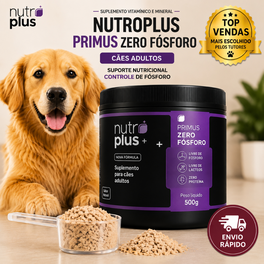 Suplemento para Cães adultos 500g Suporte Nutricional, Proteico e Controle de Fósforo Nutroplus Primus Zero