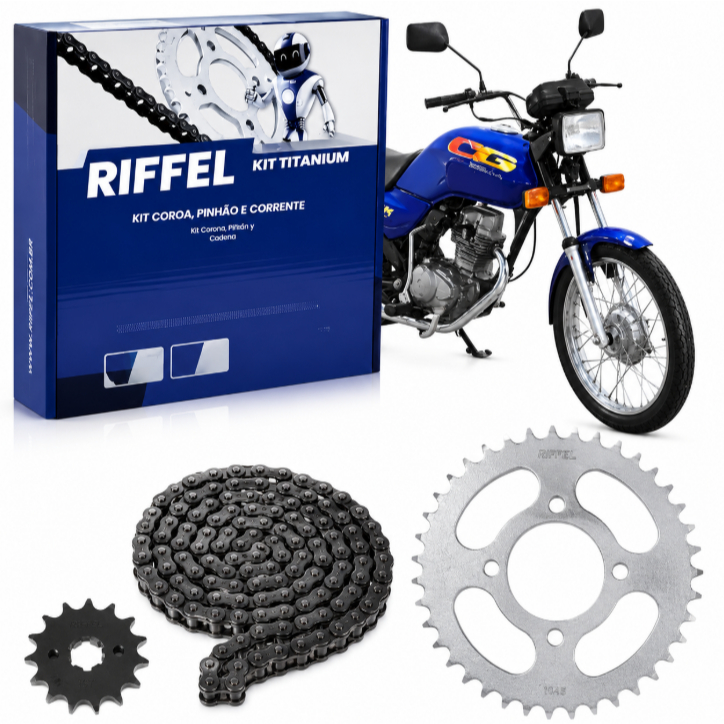 Kit Relação Tração Transmissão CG 125 Cargo Today Titan 1983 à 1999 Original Rif