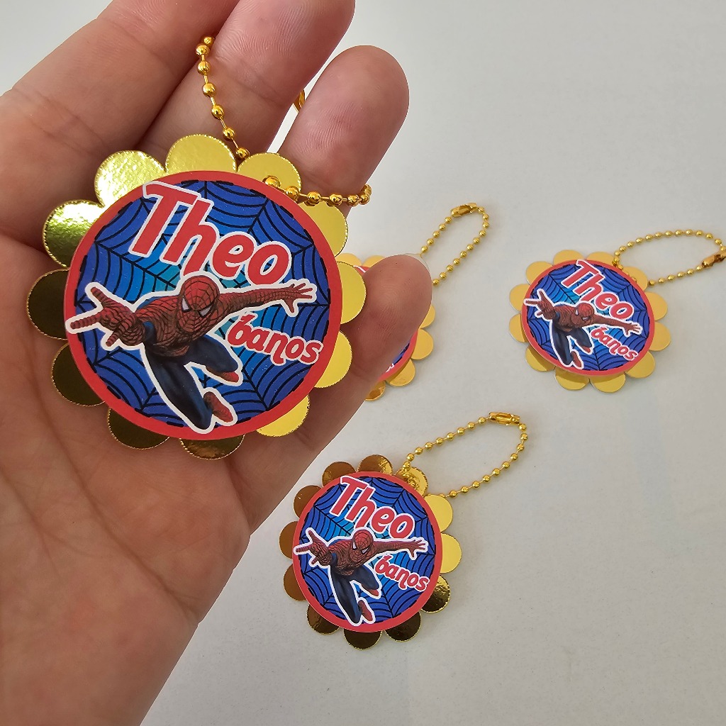 Tag Aplique Personalizada com nome e correntinha -Homem Aranha - Lembrancinha - Herois
