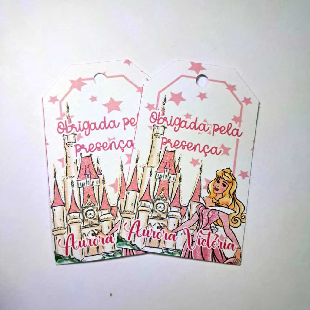 Tag De Agradecimento Personalizada Lembrancinha Festa Infantil Chá De Bebê tema Princesa Aurora Disney
