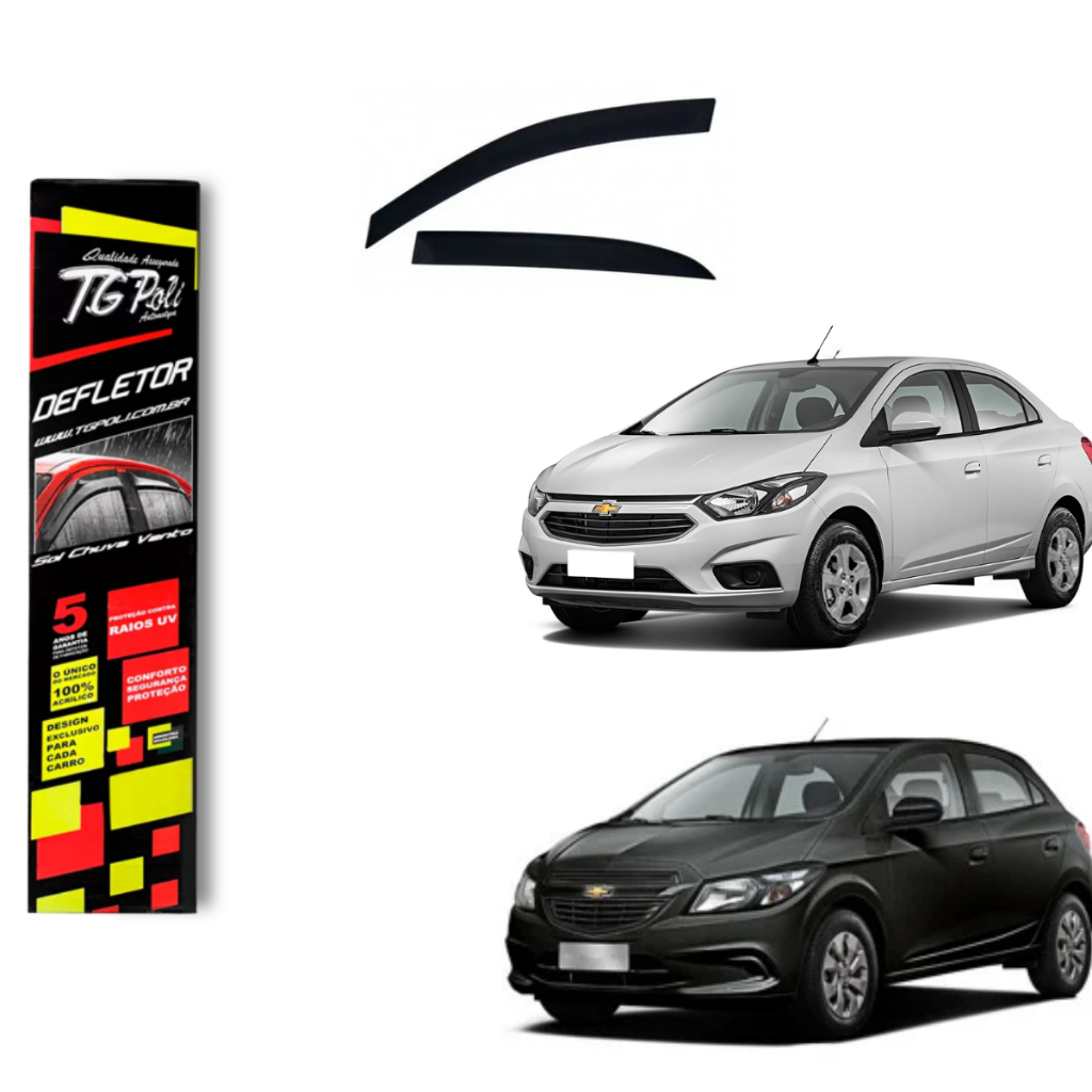 Calha de Chuva Chevrolet Onix e Prisma 2013 a 2019 4P TG Poli Defletor Portas Protetor Janelas Fumê