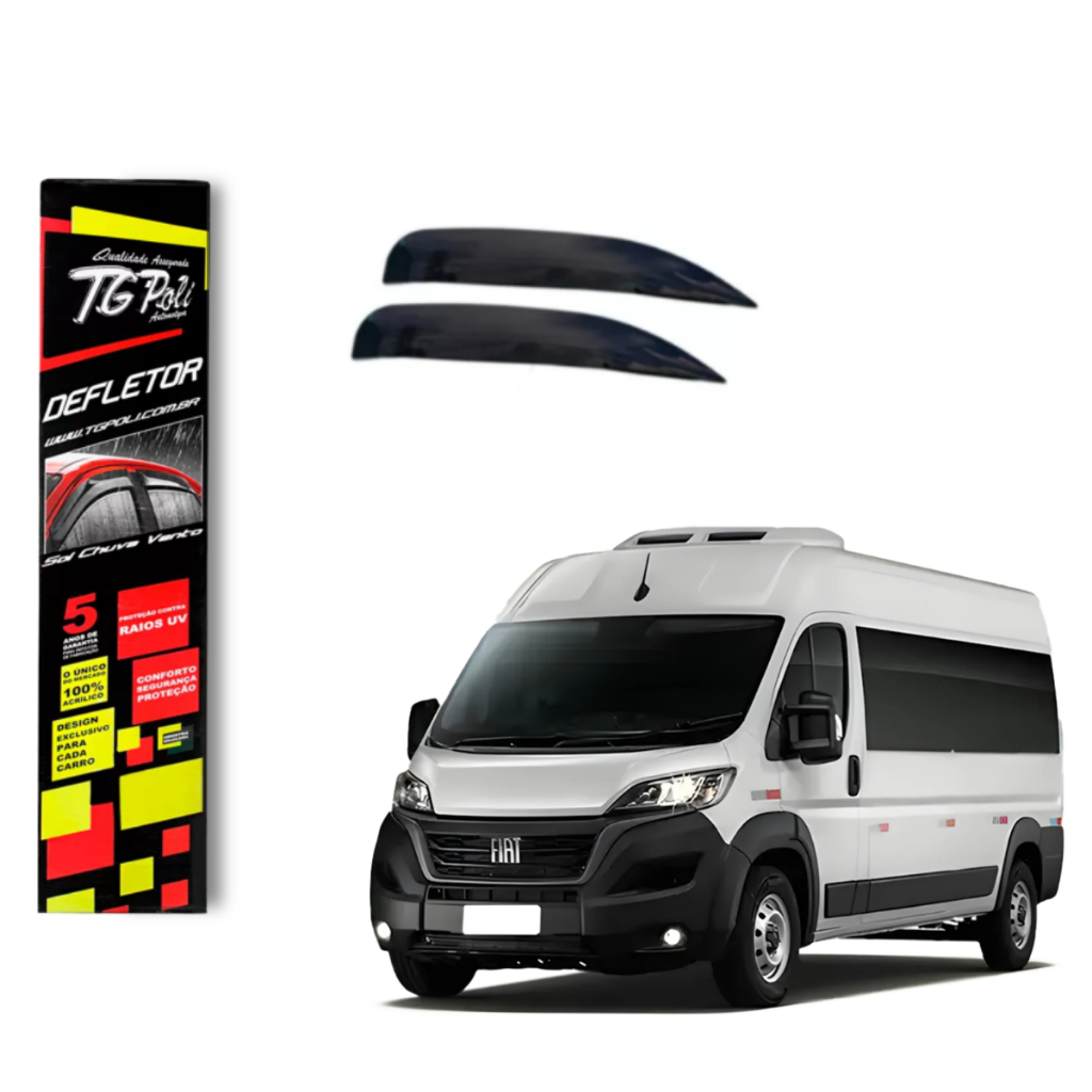 Calha de Chuva Fiat Ducato 2018 a 2025 2 portas TG Poli Defletor Portas Protetor Janelas Fumê