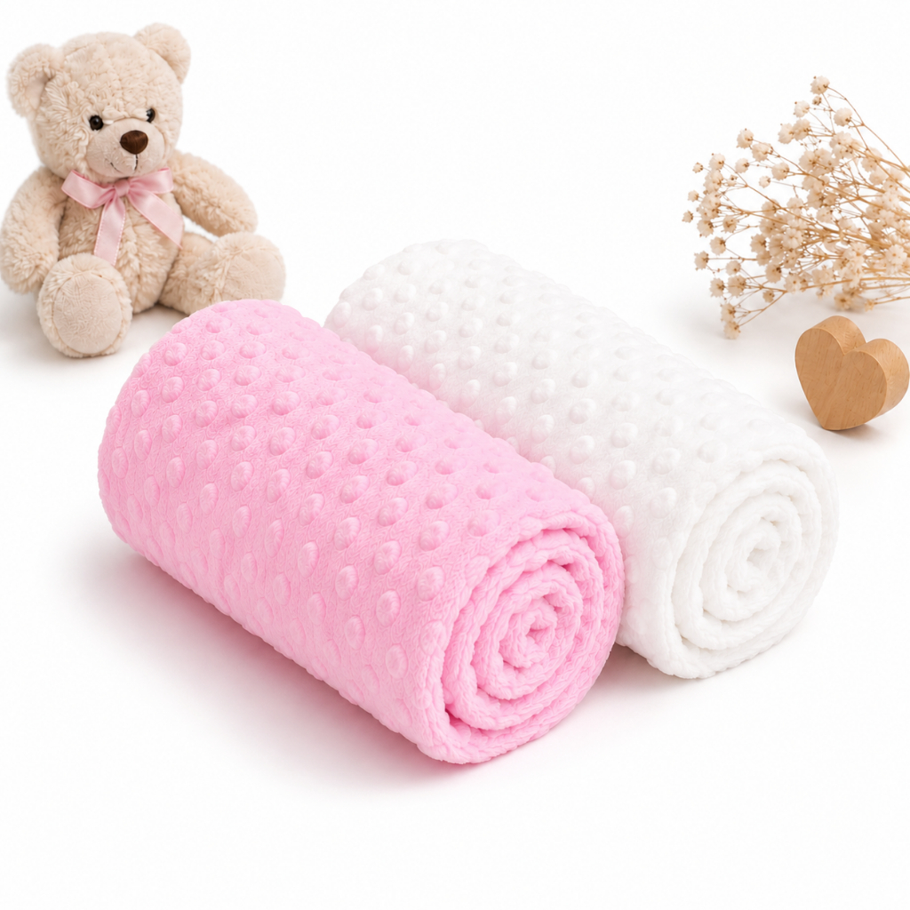 Kit 02 Mantinhas Bebê Pipoquinha Simples Maternidade Macia