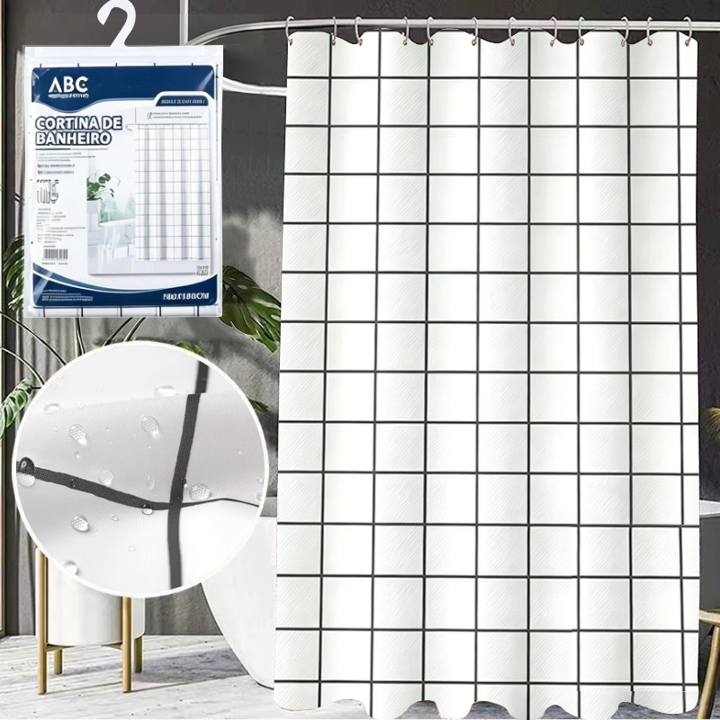 Cortina De Banheiro 100% PVC 1.8x1,8m – Anti Mofo, Alta Qualidade, Resistente para Banheiro