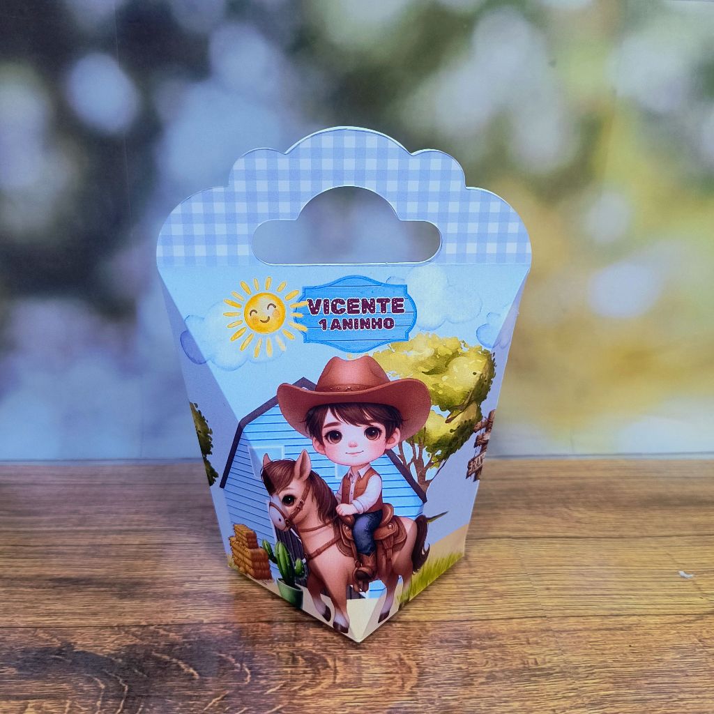 CAIXINHA TRIÂNGULO - COWBOY BABY - LEMBRANCINHA PERSONALIZADA - CAIXINHA TRIÂNGULO ANIVERSÁRIO  COWBOY BABY - FESTA -