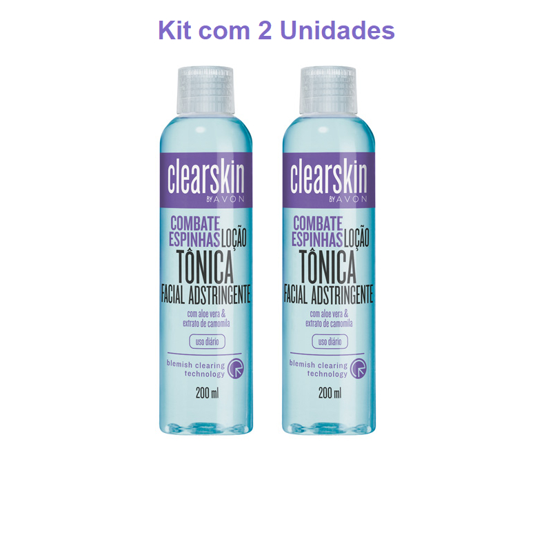Loção Tônica Facial Adstringente Clearskin Avon 200ml Kit com 2 Unidades