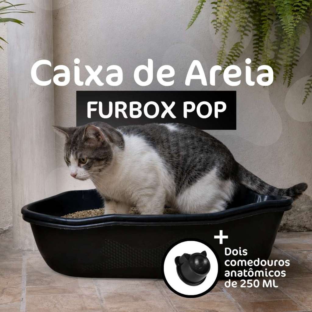 Caixa de Areia Furbox Pop Pet Peneira Banheiro Gato Grande Bandeja Sanitário Inteligente Durapets
