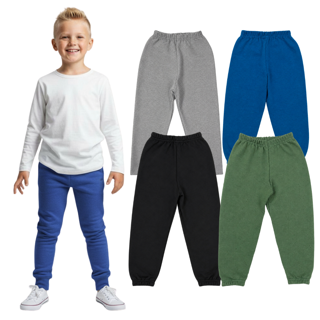 Kit 3 Calça Moletom Menino Infantil Sortidas Meia Estação Inverno Frio Masculino Algodão