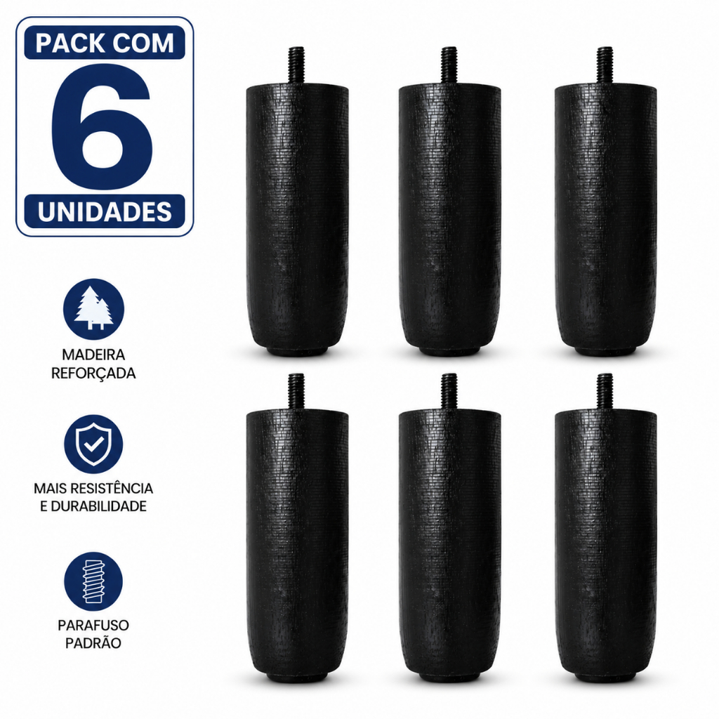 Kit Pés Cama Box Baú 12cm Madeira Maciça Cama box solteiro Cama baú padrão ortobom
