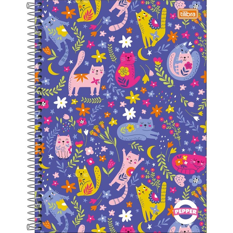 Caderno espiral capa dura universitário 1x1 - 80 folhas - Pepper Feminino - Tilibra