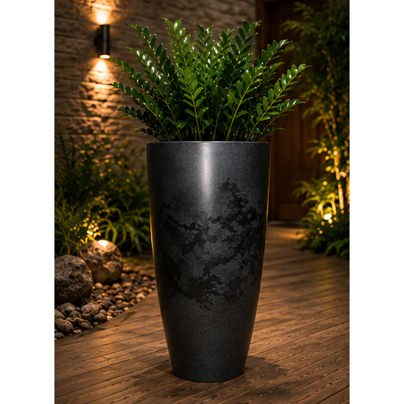 Vaso para Plantas Coluna 62cm Lisa Marmorizada M145 Decoração Sala Jardim Casa