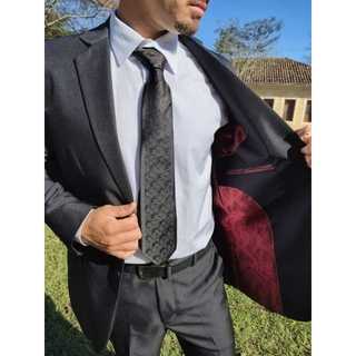 Terno Social Masculino Slim Microfibra Para Casamento e Cultos Leve de Brinde um Colete Social Oxford.
