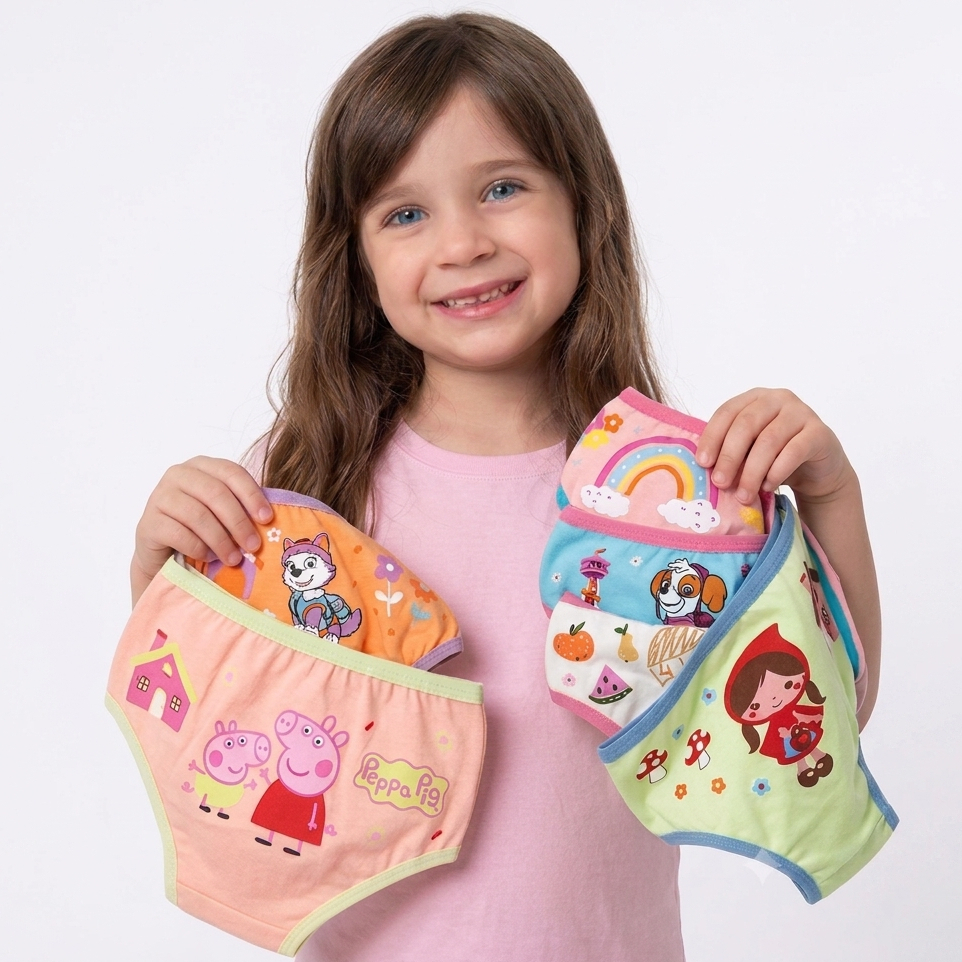 Kit 2 ou 5 Calcinha Infantil De Algodão elastano Menina Criança Confortável Desfralde antialérgico aula escola