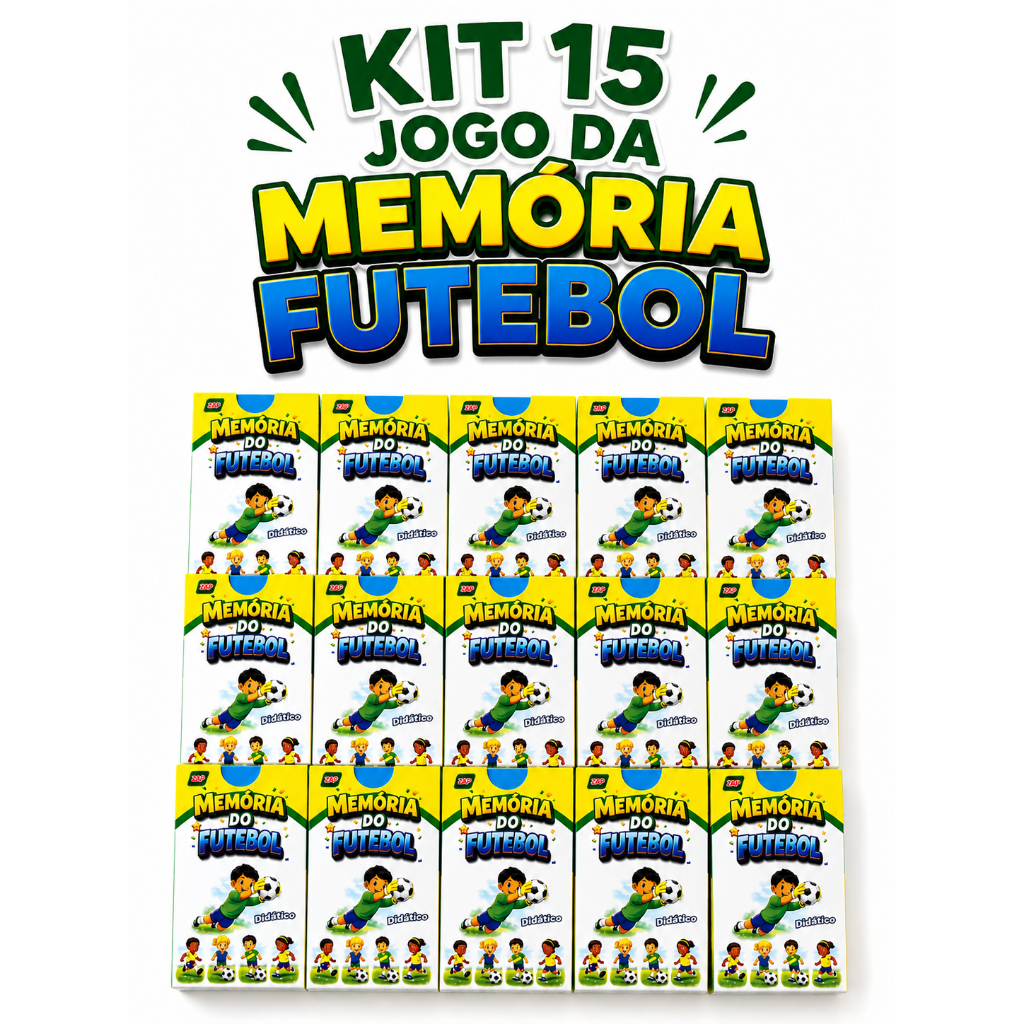 Kit 15 Jogos da Memória Futebol Copa do Mundo Infantil Jogadores Lembrancinha Educativa Festa Prenda
