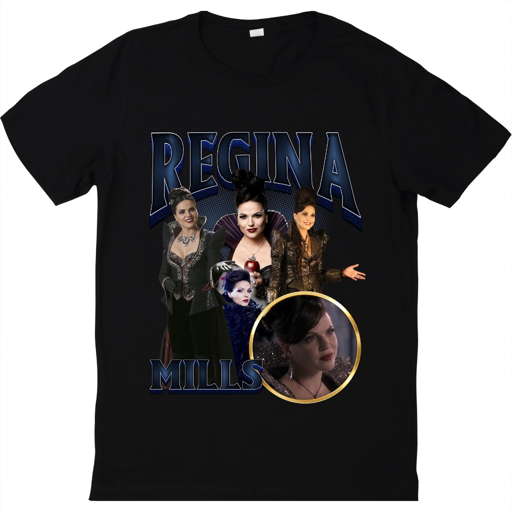Camiseta Regina Mills Once Upon A Time Camisa Rainha Ma Unissex Blusa 100% Algodão Preta Serie TV Estampa Premium