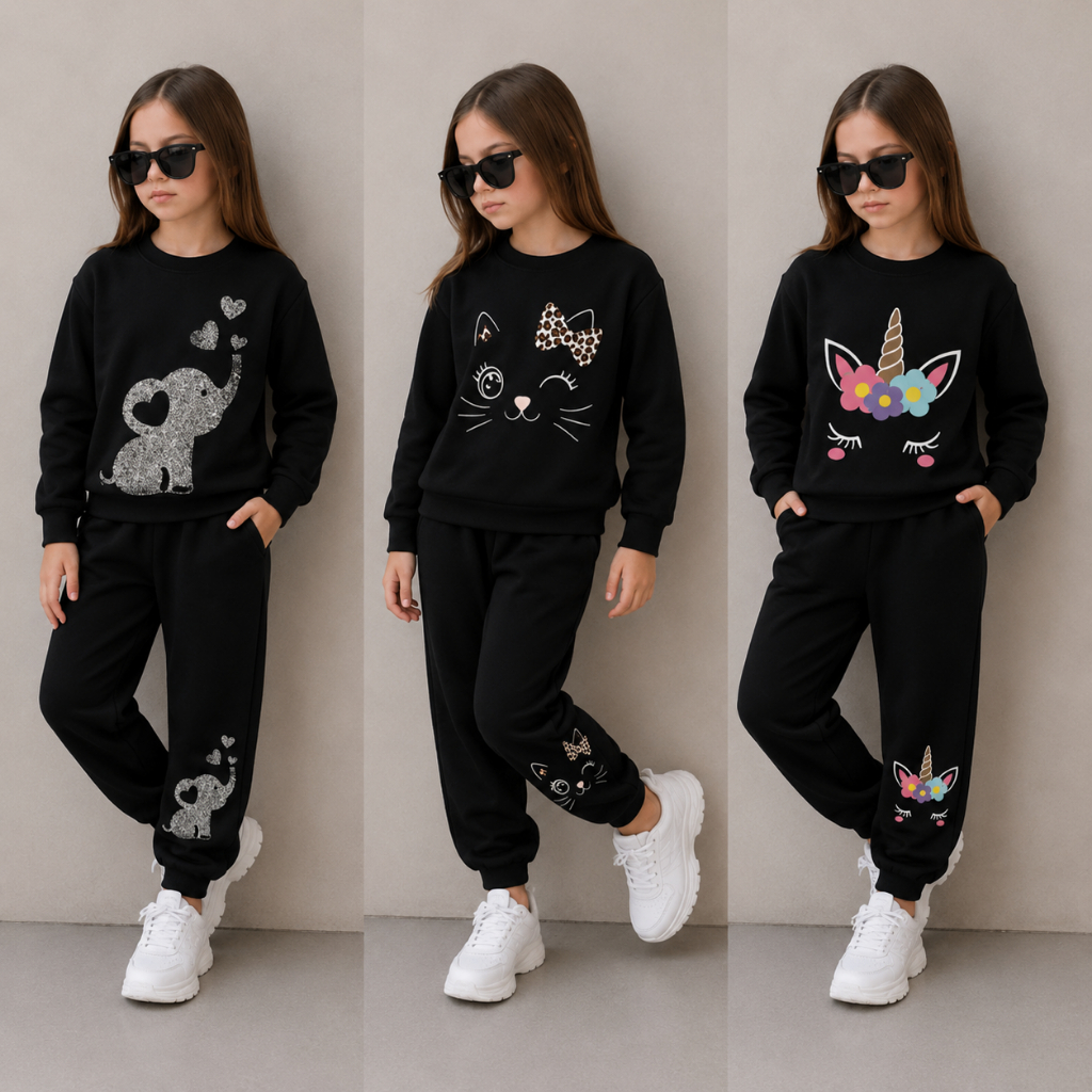 Conjunto moletom infantil agasalho inverno fofo menina menino estiloso flanelado quentinho criança