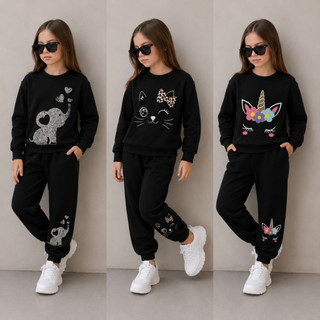 Conjunto moletom infantil agasalho inverno fofo menina menino estiloso flanelado quentinho criança