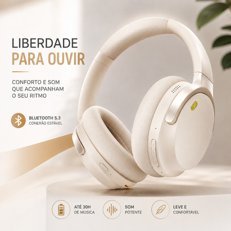 Fone de Ouvido Bluetooth com Cancelamento de Ruído ANC Basike