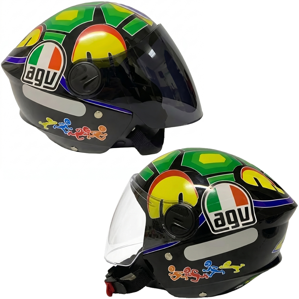 Capacete Liberty New 3 Personalizado Tartaruga Vr 46 Adesivado C/fumê Ou Adesivo